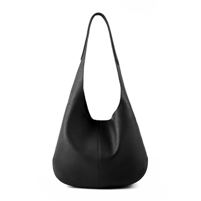 Genuine leather tote bucket bags hobo shoulder bags purse and handbags black - Thumbnail 5