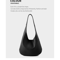 Genuine Leather Tote Bucket Bags Hobo Shoulder Bags Purse and Handbags Black - Thumbnail 1