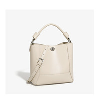 Genuine Leather Tote Bag Ladies Travel Purses and Handbags White - Thumbnail 2