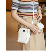 Genuine Leather Women Shoulder Bag Mobile Phone Bag White - Thumbnail 1