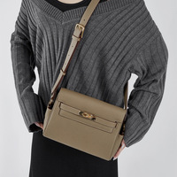 Women's Genuine Leather Crossbody Bag Handbags Purses Grey - Thumbnail 2