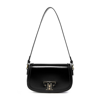 Genuine leather saddle bag women crossbody bags black - Thumbnail 3