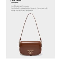 Genuine Leather Saddle Bag Women Crossbody Bags Brown - Thumbnail 1