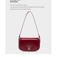 Genuine Leather Saddle Bag Women Crossbody Bags Red - Thumbnail 1