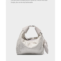 Women Wrinkled Cowhide Dumpling Bag Hand-held Diagonal Cross Bag White - Thumbnail 1