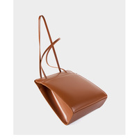 Genuine Leather Bucket Bag Retro Bridal Wedding Bag Brown - Thumbnail 3