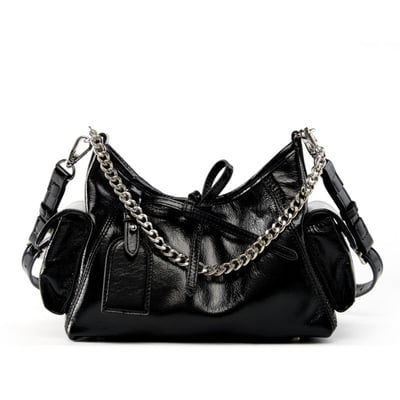 Soft leather hobo handbags for women genuine top handle bags vintage shoulder purses black - Thumbnail 4