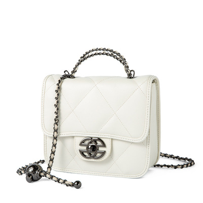 Women Genuine Leather Cute Tote Handbags Crossbody Bag with Long Strap White