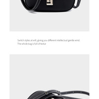 Ladies' Genuine Leather Crossbody Bag Large Capacity Small Square Bag Black - Thumbnail 1