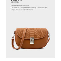 Ladies' Genuine Leather Crossbody Bag Large Capacity Small Square Bag Brown - Thumbnail 1