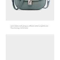 Ladies' Genuine Leather Crossbody Bag Large Capacity Small Square Bag Blue - Thumbnail 1