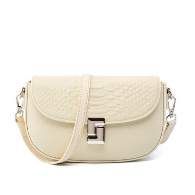 Ladies' genuine leather crossbody bag large capacity small square bag white - Thumbnail 3