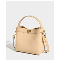 Genuine leather Crossbody Bucket Bag Women's Ins Handbag Clear - Thumbnail 2