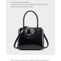 Genuine Leather Women Tote Bag Soft Handbags Vintage Shoulder Purses Black - Thumbnail 1