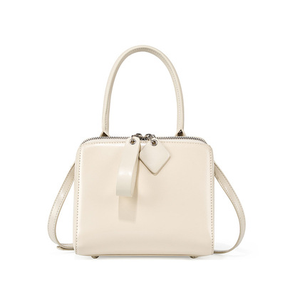 Genuine Leather Women Tote Bag Soft Handbags Vintage Shoulder Purses White