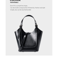 Genuine Leather Shoulder Bags Purses and Handbags for Women Satchel Designer Cross Body Hobo Bag Black - Thumbnail 1