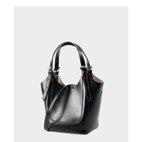 Genuine Leather Shoulder Bags Purses and Handbags for Women Satchel Designer Cross Body Hobo Bag Black - Thumbnail 2