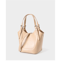 Genuine Leather Shoulder Bags Purses and Handbags for Women Satchel Designer Cross Body Hobo Bag Cream - Thumbnail 1