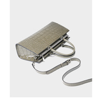 Kelly Bag Crocodile Pattern Cowhide Women's Bag Wew Crossbody Large Capacity Bag Grey - Thumbnail 3