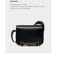 Genuine Leather Women's Bag Crossbody Bag Small Square Bag Black - Thumbnail 1