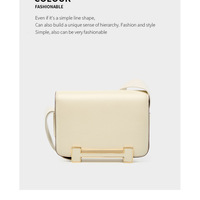 Genuine Leather Women's Bag Crossbody Bag Small Square Bag White - Thumbnail 1