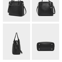 Time Resistance Leather Handbag Leather Purse for Women - Top Handle Bag - Tote Bag Black - Thumbnail 2