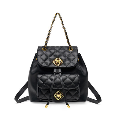 Genuine leather women backpack black - Thumbnail 4