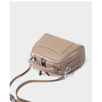 Genuine Leather Small Tote Bag for Women Trendy Shoulder Handbag Grey - Thumbnail 3