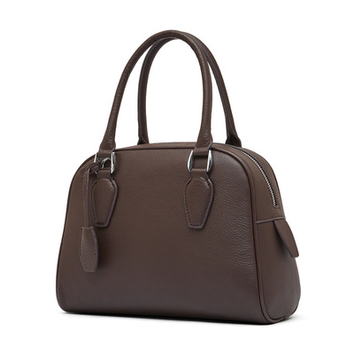 Women Genuine Leather Handbag Top-handle Satchel Bag Brown