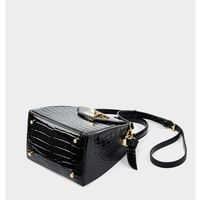 Women Genuine Leather Handbags Crocodile Pattern Handheld Cross Bag Black - Thumbnail 4