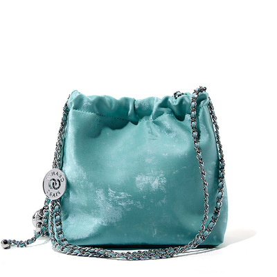 Genuine leather women's handbag beach bag simple shoulder bag green - Thumbnail 2