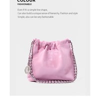 Genuine Leather Women's Handbag Beach Bag Simple Shoulder Bag Pink - Thumbnail 1