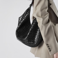 Women's Genuine Leather Handbag Shoulder Bag Black - Thumbnail 1