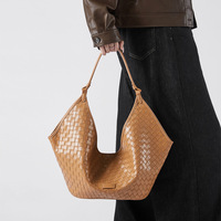 Women's Genuine Leather Handbag Shoulder Bag Brown - Thumbnail 1