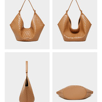 Women's Genuine Leather Handbag Shoulder Bag Brown - Thumbnail 2