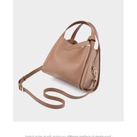 Genuine Leather Large Capacity Women's Crossbody Handbag Brown - Thumbnail 4