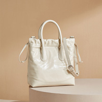 Genuine Leather Women's Handbag Diagonal Cross Bag White - Thumbnail 1