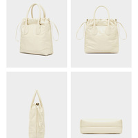 Genuine Leather Women's Handbag Diagonal Cross Bag White - Thumbnail 2