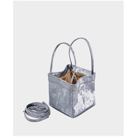 Genuine Leather Fashion Women's Handbag Messenger Bag Silver - Thumbnail 3