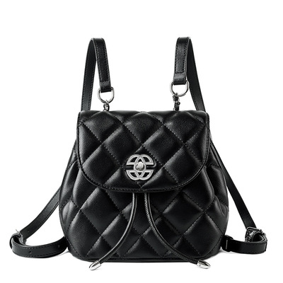 Genuine leather fashion backpack large capacity backpack black - Thumbnail 3