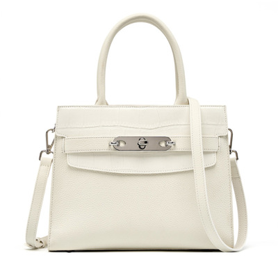 Genuine leather women's bag vintage handbag white - Thumbnail 2