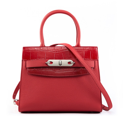 Genuine Leather Women's Bag Vintage Handbag Red