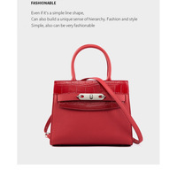 Genuine Leather Women's Bag Vintage Handbag Red - Thumbnail 1