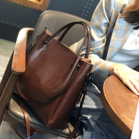 Genuine Leather Fashion Retro Messenger Bag Women's Handbag Brown - Thumbnail 3