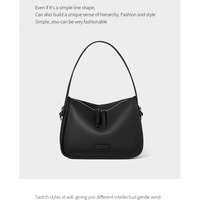 Genuine Leather Hobo Shoulder Bag For Women Large Crossbody Bag Black - Thumbnail 2