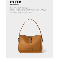 Genuine Leather Hobo Shoulder Bag For Women Large Crossbody Bag Brown - Thumbnail 1