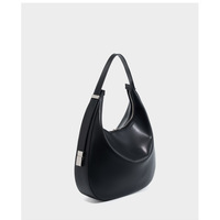 Genuine Leather Ladies'Crossbody Bag with Wide Strap Black - Thumbnail 3