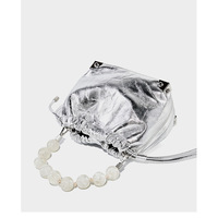 Genuine Leather European and American Large Capacity Handbag Silver - Thumbnail 3