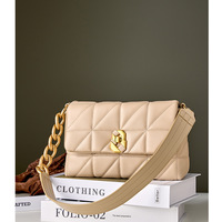 Genuine Leather Women Shoulder Bag Vintage Crossbody Purse Handbag Cream - Thumbnail 1