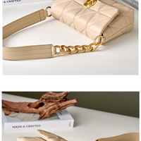 Genuine Leather Women Shoulder Bag Vintage Crossbody Purse Handbag Cream - Thumbnail 2